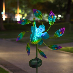 JeeYee Solar Lawn Light Garden Decoration Wrought Iron Painted Peacock Solar Light Windmill Home Decoration for Garden Outdoor Dropshiping