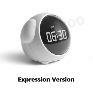 Cute Emoticon Pixel Alarm Clock Kids Alarm Clock USB Charging Wake up Alarm Clock Multifunctional Digital LED Voice Light Meter Clock Night Light Household Bedside Lamp Table Lamp for Kids Girls Boys Bedroom
