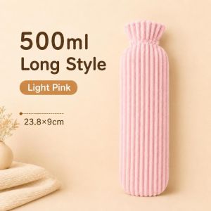 CHUN053634 500ml/1000ml/2500ml Bình nước dài Với lớp bọc bằng vải nhung mềm mại Cực kỳ dài Máy sưởi ấm bằng phương pháp chườm Đơn giản Chống rò rỉ Túi nước Máy sưởi tay mùa đông