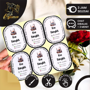 Arjuna Sticker Toples Kue Kering Custom Bentuk Oval Free Desain Hampers Cookies Lebaran Idul Fitri