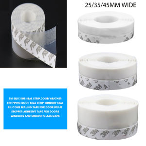 【Ready Stock】5m Silicone Seal StripDoor Weather Stripping Door Seal Strip Window Seal Silicone Sealing Tape For Door Draft Stopper Adhesive Tape For Doors Windows And Shower Glass Gaps