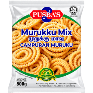 PUSBA’S Murukku Mix 500g | Pusbas Campuran Murukku | Pusba Murukku Maave | Murukku Tepung | Maavu | Crispy | Kuih | Maruku | Mudah | Halal