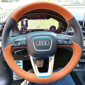 Kaly Hand-Stitched Wheel Cover for Audi A4 B9 8W Q5l Q7 Q3 Q8 SQ5 A6L A7 A8 Car Steering Wheel Cover DIY Leather Car Accessory 2Z5B1