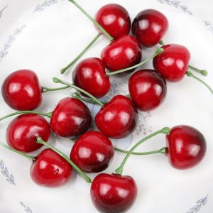 LIEYH Foam Lifelike Mini Food Crafts Faux Cherry Red Cherries Artificial Cherries Fruit Model