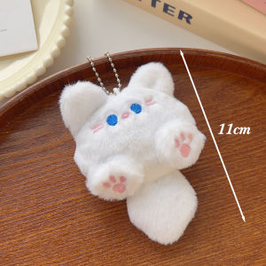 Cute Plush Cat Keychain Girl Backpack Soft Stuffed Long Tailed Cat Pendant Couple Bag Keyring Lovely Decorative Gifts for Friends