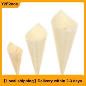 【Local shipping】 50pcs Disposable Wood Appetizer Cones Ice Cream Cone Cups Party Candy Cones