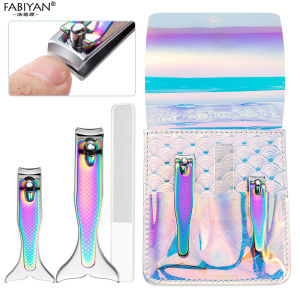 3Pcs/set Nail Clippers Glass Nail File Nail Art Tool Kit Mermaid Shape Nail Nlipper Stainless Steel Fingernail Cutter Manicure Trimmer