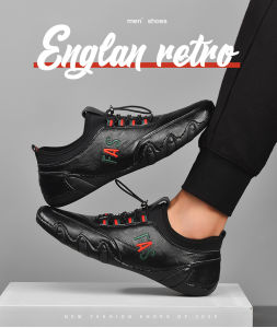 Sepatu Sneaker Pria Keren Import Sneaker Loafer Kulit Sapi Kasual Karet Sepatu Slip On Cowok Dewasa Kasual Santai 102