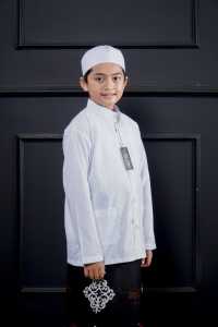 Baju Koko Anak Lengan Panjang Polos Warna Putih Terbaru Series - Baju Muslim Hadroh - annur terlaris