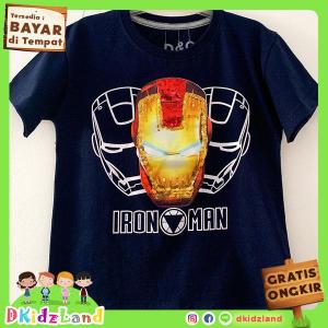 Dkidzland Kaos Anak Lengan Pendek Motif Iron Man Navy LED 1 - 6 Tahun