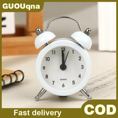 GUOUqna Đồng hồ báo thức mini cổ điển hai chuông đồng hồ báo thức để bàn đơn giản đồng hồ để bàn nhỏ dành cho sinh viên trang trí bàn làm việc phòng ngủ và không gian gia đình