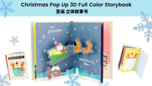 Christmas Pop Up 3D Full Color Storybook Santa Claus Reindeer Reading Book Kids Gift Mandarin Language Book