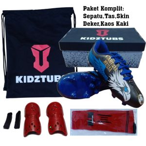 KIDZTUBS Sepatu Bola Anak Paket Komplit Sepatu Bola Tas Skin Deker Kaos Kaki Usia 6-10 Tahun Size 28 29 30 31 32 33 34 35 36 37 KDZ1500010225