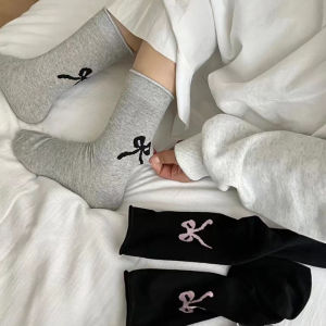 💖LH Shoes💖ถุงเท้าโบว์ ถุงเท้าแฟชั่นเกาหลีสีทึบสำหรับผู้หญิง ถุงเท้าสไตล์บัลเล่ต์หรูหรา สะดวกสบาย ระบายอากาศได้ดี ราคาส่ง