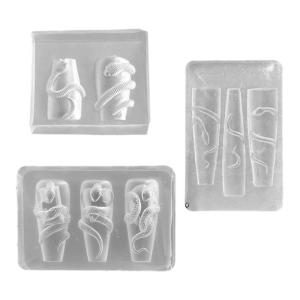 3pcs Elastic Silicone Nail Art Molds With 3D Snake Motifs Nail Charm Mold For Distinctive Nail Decors And DIY Projects