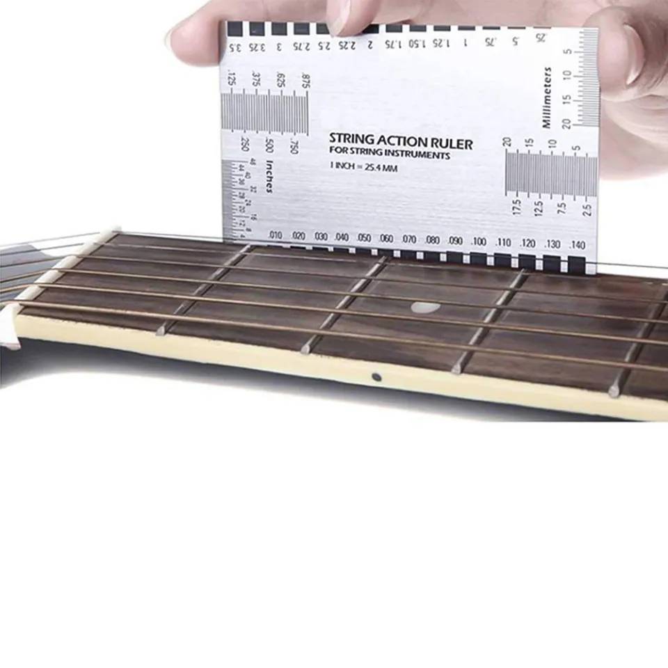 String Action Ruler Gauge, Inossidabile Stringa String Action Ruler Guitar Setup Gauge Luther Misuration Strumento, Strumento Di Configurazione Di Altezza Della Chitarra Leggera - Foto 7