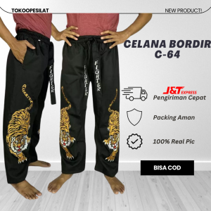 Celana Komprang Pria Dewasa Motif Bordir Harimau Macan