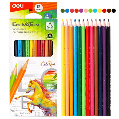 Deli Color Pencil Set 12/24/36 Color Pencil Set For Drawing Colored Pencil Popular Kids Barrels Without Wood Color Lead EC112-12-24