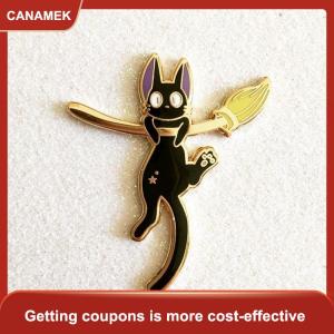 【CANAMEK 】 Cartoon Cute Black Cat Enamel Metal Brooch Lapel Pin Fashion Bag Badge Accessoriess Gift For Kids Friends