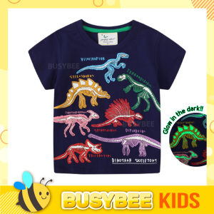 Kids Children T-shirt for 1-8 years old boys girls Short sleeve with Glow in the Dark Dinosaurs Print / Baju kanak-kanak budak lelaki perempuan umur 1-8 lengan pendek dengan grafik dinosaur yang bercahaya dalam gelap / 男童夜光T恤