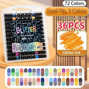 24-96 Colors Multi Function Dual Tip Glitter Drawing Color Pen Set Markers Suitable For Art Aupplies