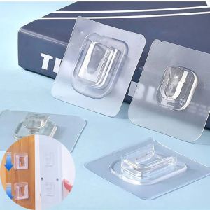 3/5Pairs Double Sided Adhesive Wall Hooks Wall Hanger Transparent Suction Cup Sucker Hook Double-Sided Multi-Purpose Hook