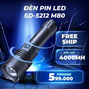 Đèn Pin LED M80 SMILING SHARK SD-5212 10000lm Siêu Sáng Chống Thấm Nước Sạc Lại Type C