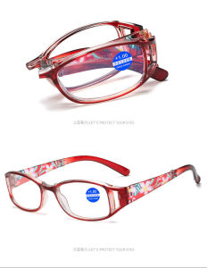 Kính Đọc Sách Gập Chống Xanh Kính Mắt Kính Lúp Nam Nữ Cầm Tay Kính Mắt + 100 + 150 + 200 + 250 + 300 + 350 + 400