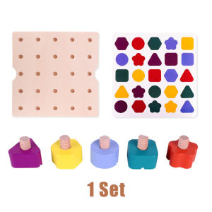 Mainan Edukasi Learning Pendidikan Untuk Anak-anak wooden shape color Rainbow Nut Shape Screwdriver - Wooden Education Peg Toy - Mainan Edukasi Kayu Motorik Keterampilan tangan Montessori Obeng dan Mur