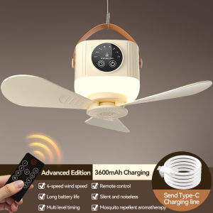 【SPOETRY】Ceiling Fan And Stand Fan 7200Mah Adjustable Mini Fan Remote Ceiling Fan Rechargeable Fan For Bathroom / Kitchen /Outdoor camping