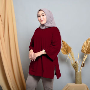 kaos wanita oversize lengan 7/8/atasan wanita oversize polos/baju wanita lengan 7/8 oversize bahan babyterry premium