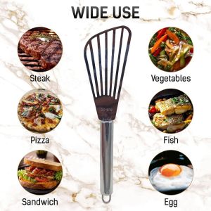 Fish Shovel Multi-Purpose Stainless Steel Slotted Spatula for Kitchen Professional Fish Turner Cooking Utensil for Grills