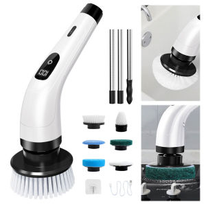 COD [Free Shipping] Portable Electric Spin Scrubber with Extendable Handle and 2 Speed Options for Deep Cleaning Tasks