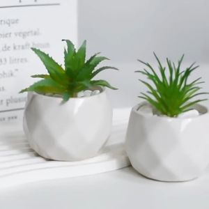 Artificial Succulent Cactus Potted Plant Mini Faux Greenery Tabletop Home Office Decor