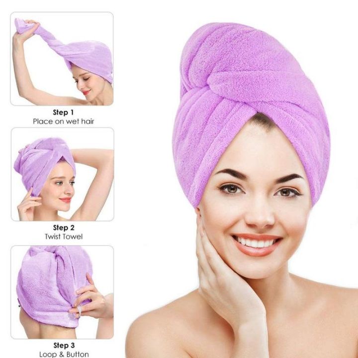 thumbnail image 2 of Lotus 10-Pack Rapid Drying Microfiber Hair Towel Turbans - Soft Absorbent Shower Caps 2 of 3