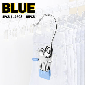 ALX MALAYSIA 5pcs Stainless Steel Hook Clip Anti-Rust Clothespin Space-Saving Hanger Drying Clip Hat Pants Hanger Clip Klip Baju 衣架夹子