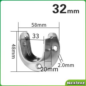 Nexlent U Shaped Stainless Steel Closet Pole Sockets Flange Set Rod Holder with Screws