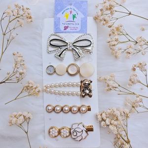 Set 5 kẹp tóc mái chuẩn sao Hàn thần thánh phụ kiện tóc bé gái cao cấp - thương hiệu Vợ Chồng Tôi