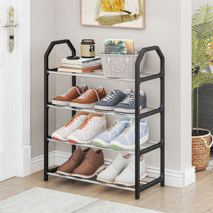 BEST SELLER - 4 Layer shoe rack Tier Colored stainless steel Stackable Shoes Organizer Storage Stand