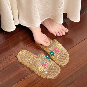 Free Shipping Princess Crystal Shoes Jelly Soft-Soled Half-Slipper Style Closed-Toe Flat-Soled Transparent Crystal Home Slippers For Women