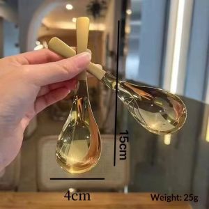 SEA JJT Stainless Steel Teardrop Spoon for Kids and Adults Modern Design with Smooth Handle Perfect for Soup Dessert and Daily Use
