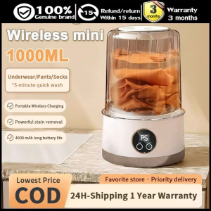 Wireless 1L Portable Mini Cordless Washing Machine with Laundry Cup for Underwear Socks and Baby Clothes