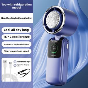 Mới làm lạnh bán dẫn Quạt cầm tay 6000MAh 100 Tốc Độ Cao-Quạt tốc độ có thể sạc qua USB Xách Tay Fan Có Thể Gập Lại Turbofan kỹ thuật số LED quạt nhỏ