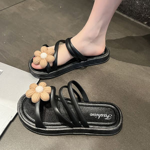 Free Shipping New Floral-Patterned Slippers For Women Suitable For Summer Wear Indoor Use And As Beach Sandals Sunflower-Themed Sandals