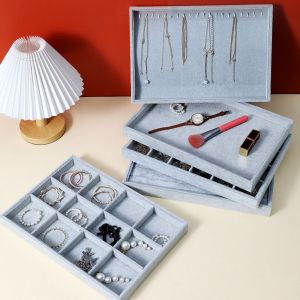 BELLEMODE จุได้มาก ถาดเครื่องประดับกำมะหยี่ ทำจากไม้ สร้อยคอสำหรับผู้หญิง กล่องเก็บเครื่องประดับ มืออาชีพอย่างมืออาชีพ กำไลข้อมือสร้อยข้อมือ แผ่นต่างหูแหวน ที่เก็บเครื่องประดับ