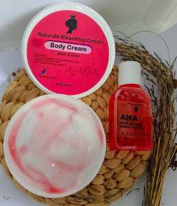 Paket Bleaching AHA Pemutih Badan body Cream AHA dan Serum Badan AHA