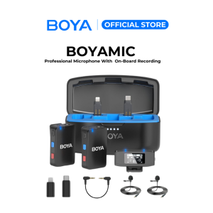 BOYA Boyamic Pro Wireless Microphone System with 300M Range and 15-Hour Battery Life for Action Camera Smartphone Camera Laptop