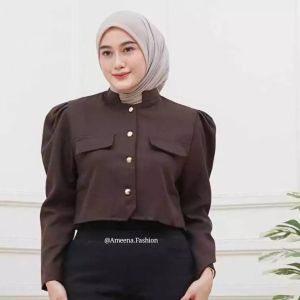 Sonia Blazer Crop Top - Blouse Crop Top Wanita Korean Style Terbaru
