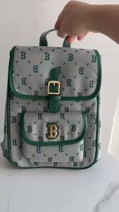 South Korea mlb New Backpack Diamond Old Flower Full Logo Casual Double Shoulder Womens Bag Casual Fashion Parent-Child Childrens School Bag