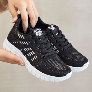 Korean Style Lace Up Mesh Breathable Sports Shoes For Women Non-Slip Comfortable Rubber Sneakers COD